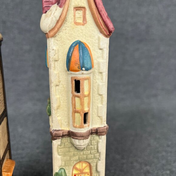 River Grove Pottery Works Christmas Porcelain Village 2 Houses Grocery Toy Shop - Picture 6 of 9